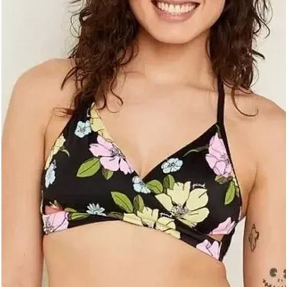 NWT Victoria's Secret PINK Bikini Top Wrap Crossover Floral Island Swim Beachy - Picture 1 of 7